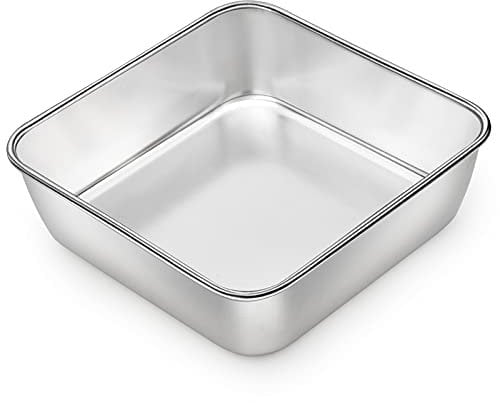 Homikit 6 Inch Square Cake Tin, Stainless Steel Small Cake Pan Ideal for Birthday Wedding Christmas Baking, Healthy & Seamless One Piece Design, Matte Finished & Dishwasher Safe