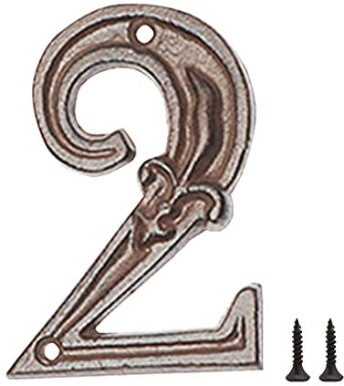 Zayookey Hausnummern aus Gusseisen 12 cm Adressnummernschild Metal House Numbers Rustikale Hausnummern aus Metall für Draußen Briefkasten Garten Tür (Nummer 2)