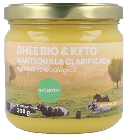 Ghee Mantequilla Clarificada 100% Bio Naturitas Essentials 300 gr | Mantequilla keto | 98% materia grasa | Mejora las digestiones | Sin lactosa | Certificado BIO