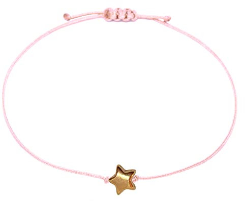 Selfmade Jewelry Armband Damen Roségold Stern Größenverstellbares Armkettchen mit Sternchen Handgemacht Inkl. Geschenk-Verpackung (Rosegold - Rosa)