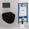 Spülrandloses Hänge Wc mit Spülkasten I Randloses Hänge WC Komplettset Schwarz Matt 54cm I Wand WC ohne Spülrand mit GEBERIT UP320 Vorwandelement und Sigma 20 Betätigungsplatte
