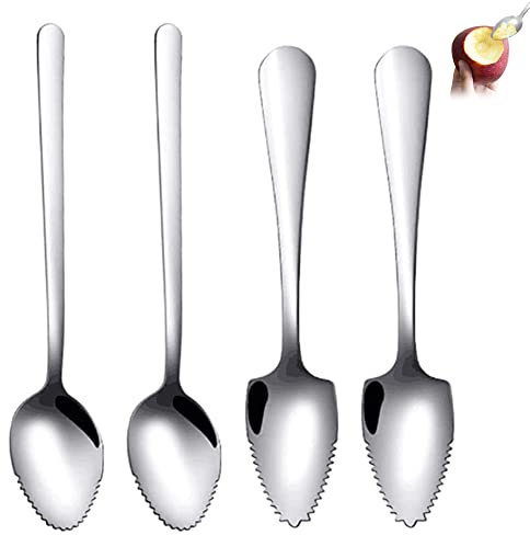 SUPRTOY 4 Pcs Cuillère Pamplemousse,Cuillère Pamplemousse Acier Inoxydable,CuillèRe à Fruits Triangle,Cuillères dentelées,Convient pour Apple,Kiwi,Papaye,Orange et CrèMe GlacéE 951753013