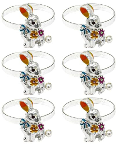 6Stück Ostern Serviettenringe Hasen Serviettenringe: Osterhase Serviettenhalter Napkin Ring Dekoration Zubehör - Rustikale Osterdekoration - Ostern Besteck