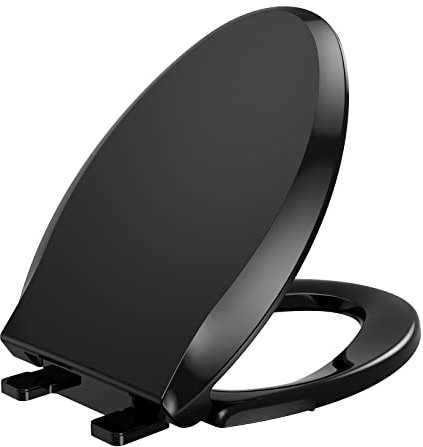 YASFEL Toilet Seat,Standard Universal Elongated Toilet Seat,Soft Close,Ergonomic Toilet Bowl Seat,Fits for Standard Elongated Toilet with Thickened Plastic Lid (Elongated, Black)