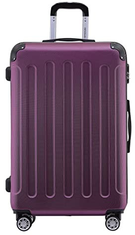 BEIBYE- Hartschalenkoffer Koffer Trolley Rollkoffer Reisekoffer Zahlenschloß 4 Zwilings-Rollen (Violet, Middle-66cm)