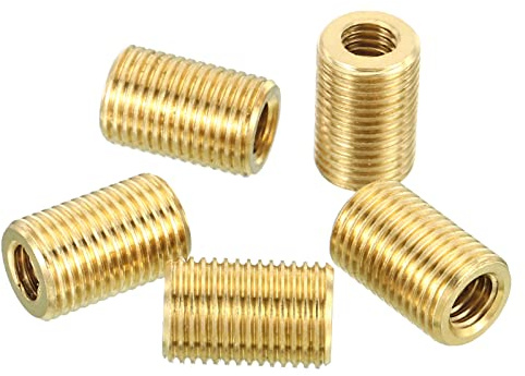 PATIKIL M10 to M6 Fine Thread Adapter Reducer Thread Reducing Nuts Insert, 5 Pack 15mm Threaded Hollow Tube Adapter Brass Coupler Connector Pipe Fitting