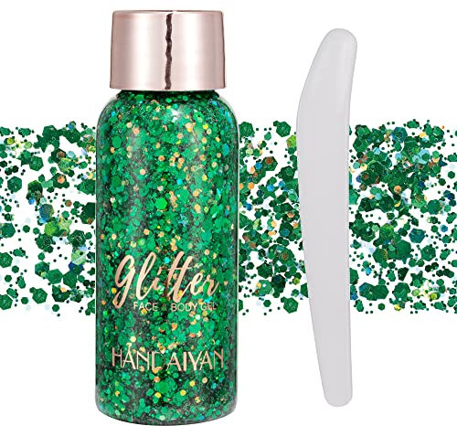 GL-Turelifes Mermaid Pailletten Chunky Glitter Liquid Lidschatten Glitter Body Gel Festival Glitter Kosmetik Gesicht Haar Nägel Make-up Long Lasting Sparkling 30 g (#109 Weihnachten Grün)