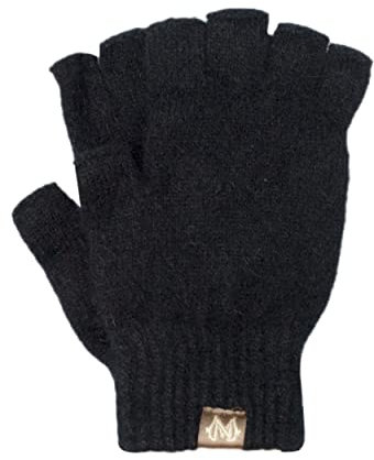 Noble Wilde, Possum Damen/Herren Handschuhe ohne Finger, 40% Possum, 53% Wolle, 7% Seide (Schwarz, S)