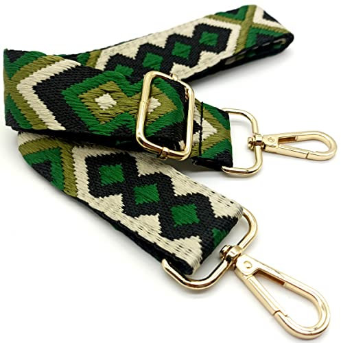 Verstellbarer Schultergurt für Taschen Grün, Taschengurte zum Wechseln, Taschengurt Breit mit Karabiner Gold, 80-130 cm Tragegurt Tasche für Damen Schultertaschen, Moderne Handtasche, 3.8cm, 29