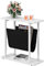 Jehiatek Narrow Side Table with Fabric Storage Organizer Holder, Small Sofa End Table, Bedside Slim Side Tables for Living Room, Bedroom, Space Saving, White