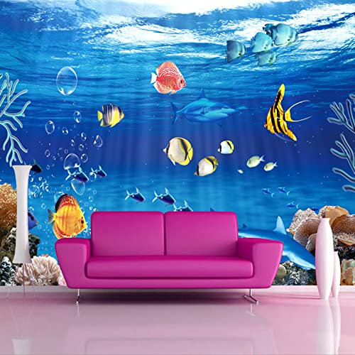 Fototapete 3D Effekt Meer & Fisch Wandtapete Moderne Wanddeko Design Wand Dekoration Wohnzimmer Schlafzimmer 200cm×140cm(Breite x Höhe)