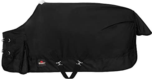 Start Outdoordecke Pferdedecke Weidedecke 600D Regendecke Winterdecke Pferd 200g mit Polarfleecefutter, Nylonfutter und Füllung in 0g, 200g (Schwarz, 115cm (200g/m² Polarfleecefutter))