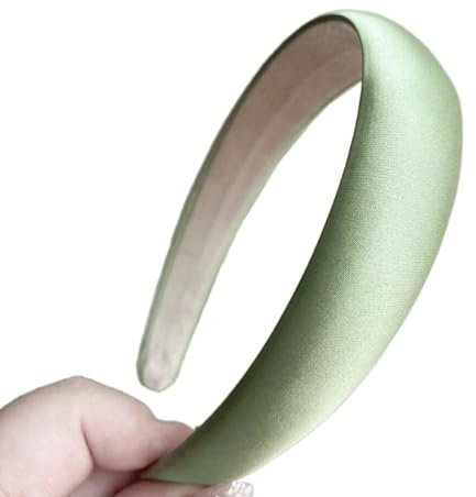 Retro-Satin-Haarreifen, Breitkrempiges Stirnband, Einfarbiger Haarschmuck für Damen und Mädchen - Geflochten für Urlaub, Reisen, Yoga, Wiedervereinigung - Gras-Grün
