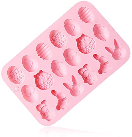 LEEQ Ostern Silikon Schokoladenformen, Ostern Silikon Schokoladenformen Silikonform Bonbonform Silikon für Süßigkeiten,Gelee,Schokolade,Hohlräume Ei, Hase, Kaninchenkopf Korbformen Formen