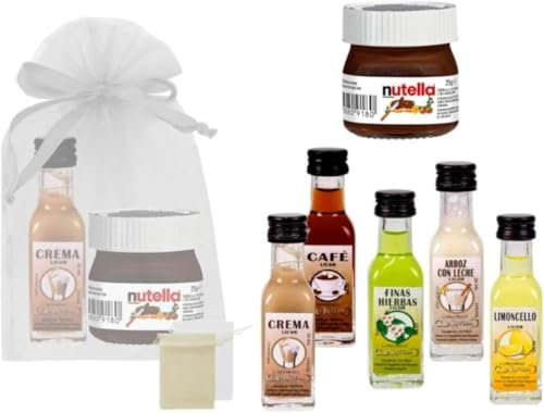 Lote de 10 Botellas de Licor Mini La Rivera Sabores A ELEGIR en Bolsas de Tul Con Crema de Cacao. Regalos. Detalles de Bodas, Comuniones, Bautizos, Cumpleaños y Eventos.DC (CAFE)