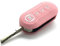 Nordecco Schlüsselhülle aus Silikon, glitzernd, für Fiat 500C 500-500L Abarth Grande Punto Brava Panda Stilo Linea mit 3 Tasten, Rosa / Glitzer