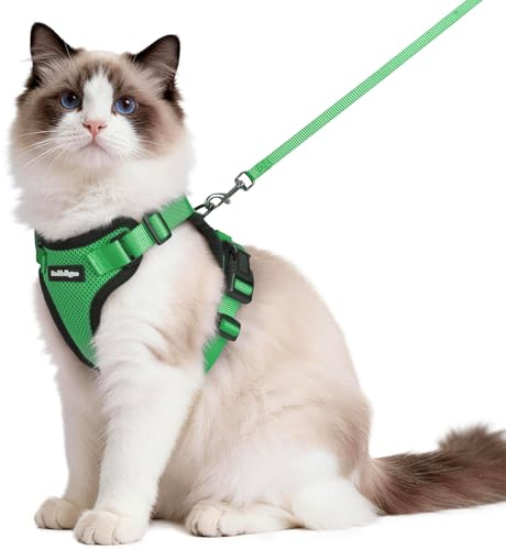 rabbitgoo Cat Harness and Lead Set, Escape Proof Vest, Grass Green