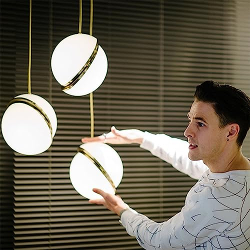 E27 Moderne Pendellampe Ball Metall Hängeleuchte Restaurant Dekoration Beleuchtung Höhe Einstellbare Nachttischlampe Acryl Schatten Kreative Lampe Schlafzimmer Korridor Cafe Bar Kronleuchter ( Size :