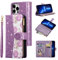 UEEBAI Wallet Case for iPhone 15 Pro Max 6.7 inch, Glitter PU Leather Magnetic Closure Handbag Zipper Pocket Case Kickstand Card Holder Slots with Wrist Strap TPU Shockproof Flip Cover - Purple