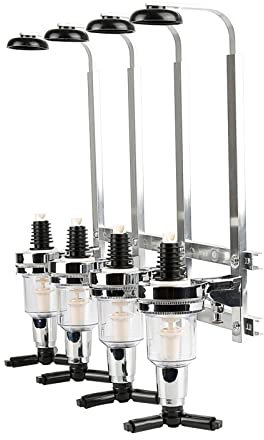 XUANYU Distributeur d'alcool pour 4 Bouteilles, Distributeur de Boissons pour Bar, Support Bar Distributeur Boissons Murale, Mesures Dosage 1,5 oz (43 ML) (Argent 4 Bouteilles)