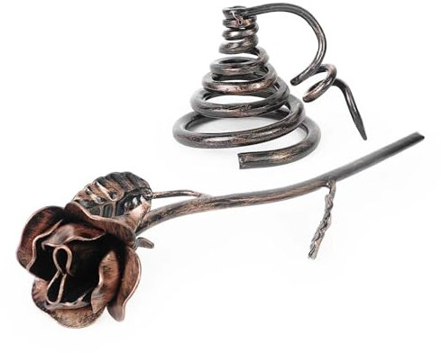 Aoneky Rose Éternelle en Fer Forgé avec Base, Forgé à la Main | Rose Artisanal Cadeau pour Marriage Anniversaire Noël Mère Femme, Cuivré