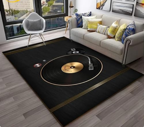 IZREEL Musik Kunst Vinyl Schallplatte Retro Teppich Für Zu Hause Wohnzimmer Schlafzimmer Sofa Spiel rutschfeste Bodenmatte 50X80Cm