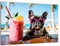 Munera Design - Bild 40x60 - Bulldogge am Strand Cocktail rosa - Wand-Bilder Wohnzimmer