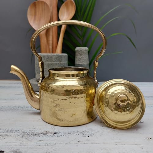 Indian Brass kettle | Tea Love | Traditional Pot | Chai Medium