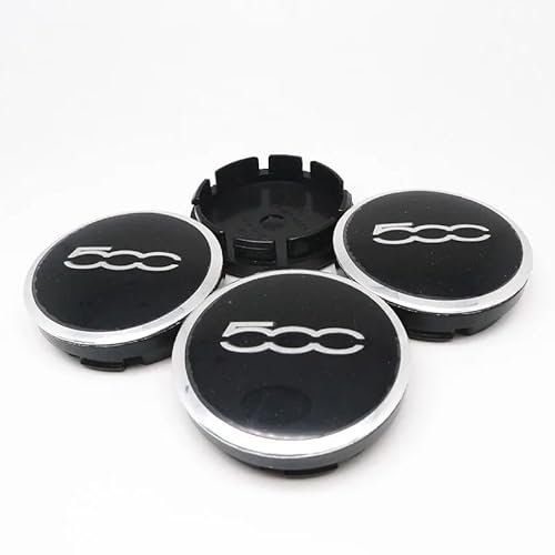 SANNITOU 4 Stück Auto Radnabenkappen für 56mm FIAT 500,nabendeckel, Auto Radkappen mit Logo, Radnaben Mittel Abdeckungen Radnabendeckel Felgenkappen Autozubehör Wasserdicht Staub,A