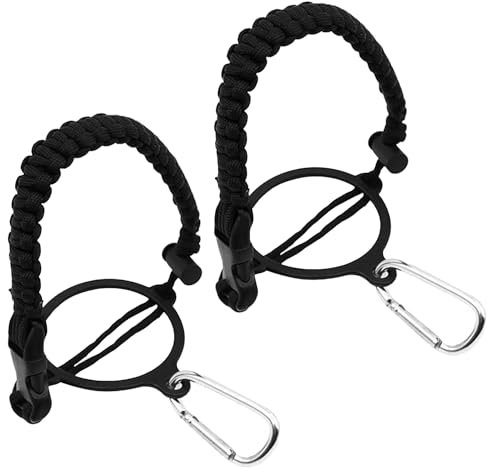 ZEACCT 2-Pack Paracord Water Bottle Holder, Durable Carrying Straps with Safety Ring and Carabiner, Adjustable Handle Replacement for Hydro Flask and Other Bottles, Perfect for Outdoor Activities