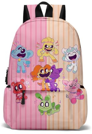 Zhongkaihua Smiling Critters Rucksack, Laptoptasche, lächelnde Tiere, Anime-Rucksäcke, Reisen, Outdoor, Freizeit, Schultasche, Zubehör für Jungen und Mädchen, Typ 2, 47*31*18CM