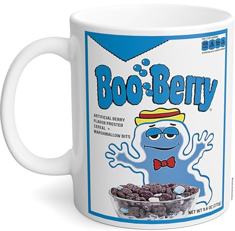 Switzer Kreations Boo-Berry Coffee Mug – Retro Cereal Monster Design, Ceramic, Microwave Dishwasher Safe, Perfect for Collectors Breakfast Lovers – Vintage Halloween Novelty 11 Oz White