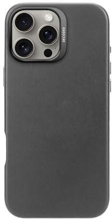 DECODED Leather Case for iPhone 16 Pro Max, MagSafe Compatible, Real Premium ECCO Leather, Full Body Protective Cover, Raised Edges to Protect Screen and Camera, Black