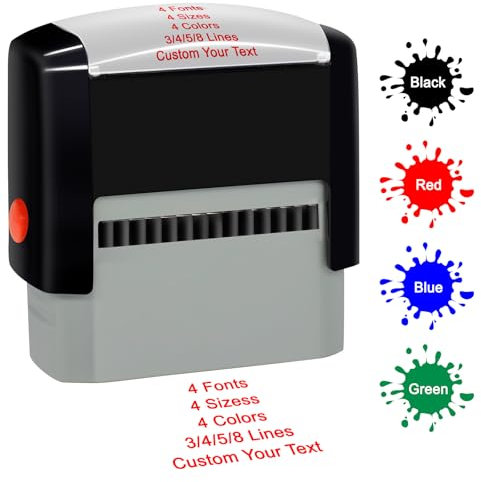 Personalisierter Stempel,selbstfärbender,Adress stempel, individueller Gummi-Rücksendeadress-Stempel für Geschäft, mit Namensunterschrift, 3/4/5/8 Zeilen, 70 x 25mm