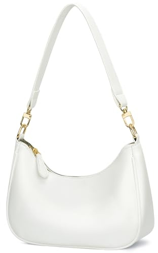KKXIU Shoulder Bag for Women Cute Hobo and Tote Handbags Retro Clutch Underarm Purse with 2 Removable Straps (White)