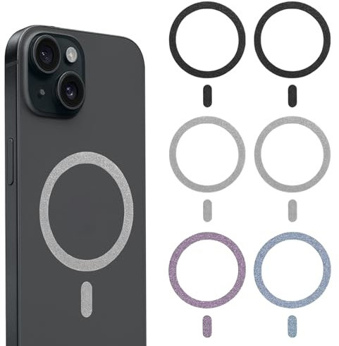 6Pcs Kompatibel mit Magsafe Ring Aufkleber Kompatibel mit Magsafe Magnet Ring Kompatibel mit Magsafe Aufkleber Kompatibel mit Magsafe Sticker Kompatibel mit iPhone 15/14 Galaxy S23 4 Farben Glitzer