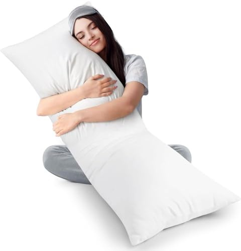 Long Bolster Pillow (Double-4ft 6 Inches), Premium Hollowfiber Filled - Full Body Orthopedic Long Pillow for Side Sleeper, Back, Neck, Maternity Support Pregnancy Pillow
