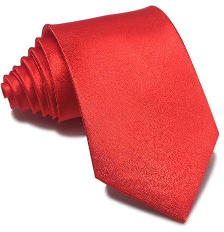 MAIANY Herren Krawatten, Klassische 8 cm Satin-Krawatte in einfarbigem Design, Klassische Hochzeit Krawatte für Büro oder Festliche Veranstaltungen (rot)