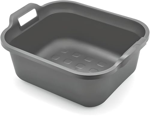 AMK® Addis Metallic Rectangular Bowl 9.5L With Handles For Washing Up Dishes Fit For Kitchen Sinks Easy Clean High Gloss Finish