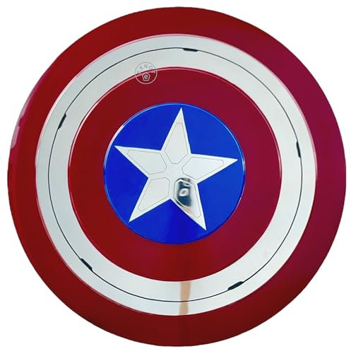 EXNOT Captain America Schild, 45,7 cm, Baustahl, Captain America, runder Schild, Ledergriff, Wanddekoration, Schild, rostfreies Metall, Geschenkartikel