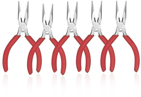 5PCS Mini Spitzzange：5-Zoll-Feinmechaniker Zangen Griffe Rutschfesten Feine Zange mit Feder Spitzzange Schneiden Elektronische Werkzeug zur Schmuckherstellung Reparatur von Haushaltsgeräten
