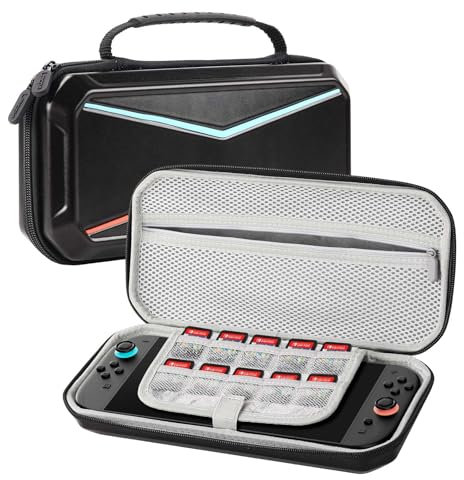Lmcpa Hart Tasche für 2025 Nintendo Switch 2-Konsole, Reisetasche mit 10 Spielkassetten, PC Schützende Tragbare Hartschalentasche für 2025 Nintendo Switch 2-Konsole und Zubehör, Schwarz