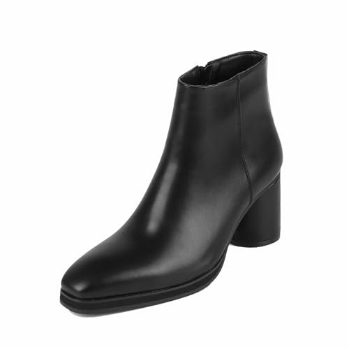 Stivaletto da Uomo con 8cm Tacco Alto Chelsea Boots Scivolare su Stile PU Pelle Doppia Cerniera Laterale Scarpe più Alte,Nero,42 EU