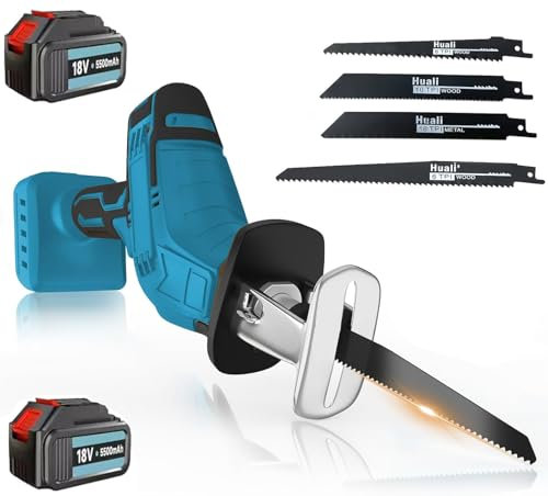 Wireless Restraint,Reciprocating Saw, Compatible with Makita 18V Battery, 0-3000RPM Variable Speed Reciprocating Saw, for Fast Cuts in Wood, Metal & Plastic (2 Batteries(Style 1))