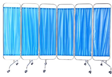 Raumteiler, Faltbarer medizinischer Sichtschutz auf Rädern, 300 x 180 cm, medizischutzvorhänge aus Edelstahl, für Notaufnahme, Station, Intensivstation, Überwachungsraumteiler (300 x 180 cm)