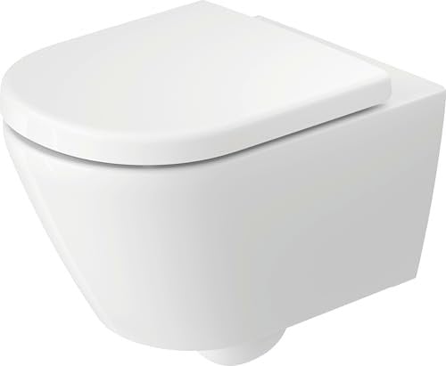 Duravit D-Code inodoro suspendido, base de bisagra premontada, fijación oculta, lavable, sin borde, 370x540x360mm, blanco brillo intenso, 29030900212