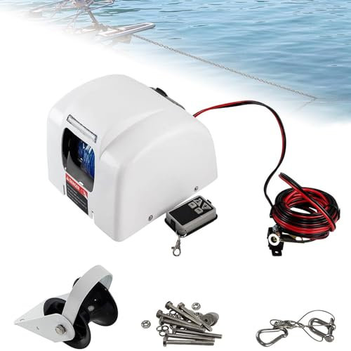 STWBHW Saltwater Boat Anchor Windlass Kit,Remote Control Electric Anchor Winch,35 LBS Marine Anchor Winch,Heavy Duty Towing Winches for Fishing Boat Pontoon Boat
