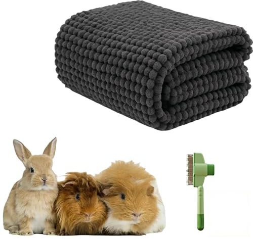 zeostmont Meerschweinchen Unterlage 60×40 cm mit Waschbeutel – Waschbare Käfigeinlage & Saugfähige Käfigmatte für Kaninchen, Kleintier Decke, PIPI Pads Zubehör (Dunkelgrau)