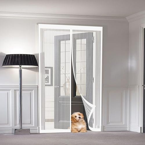 Zanzariera Magnetica 86 x 240 cm Zanzariera Magnetica per Porte Anti Zanzare Mosche Insetti Rete Fine Tenda, Bianco