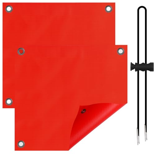 2 Stück Rot Warntafel Fahrradträger, mit 8 Gepäckspanner,Warntafel Fahne Fahrradanhänger Fahrradfahne Rote Fahne für Transport, Wetterfest Rote Flagge für Wohnmobile, zum Aufhängen von Ladung